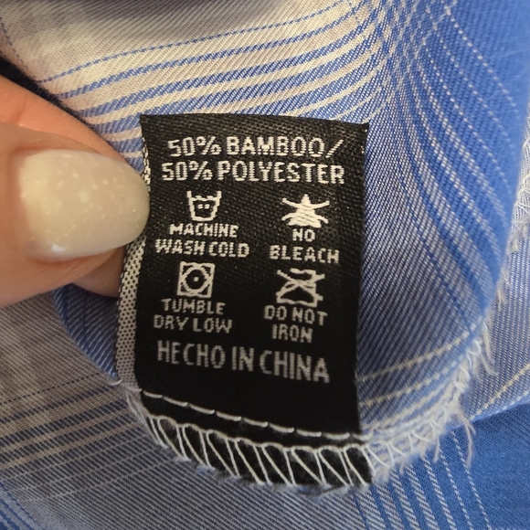 Dixxon Flannel Rincon Bamboo Shirt Womens M Blue Short Sleeve Pearl Snap - Picture 8 of 8
